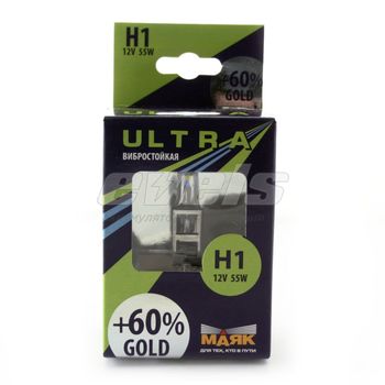 Лампа "Маяк УЛЬТРА" 12V H1 55W (P14.5s) Gold +60%